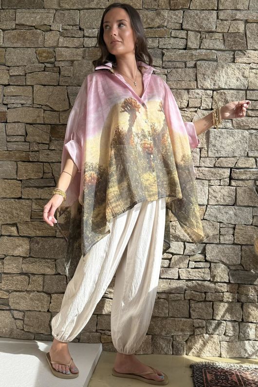 Zeta Otto Montana Mountain Range Blouse Pink